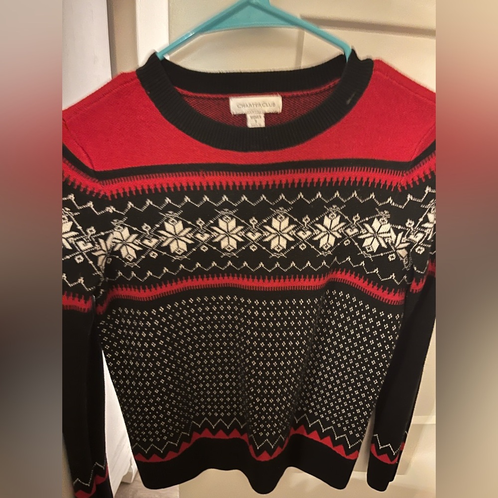 Chaps Women's Red and Black Sweater